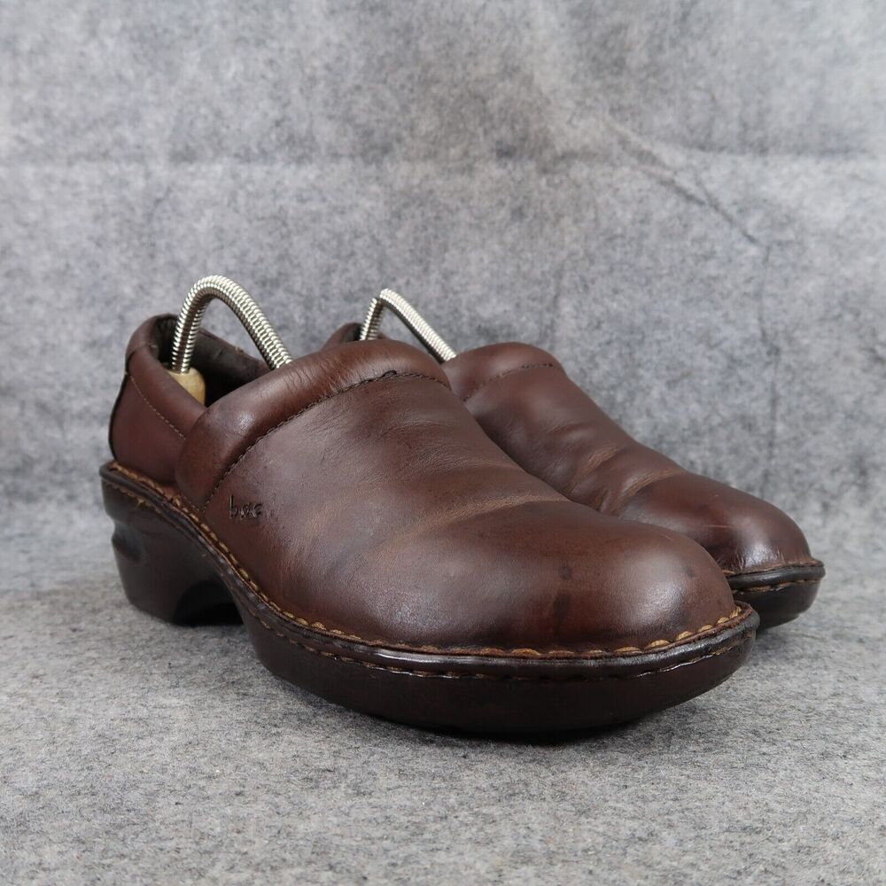 Born Concept Shoe Women 9.5 Clog Leather Slip On Peggy Comfort Walking Brown boc